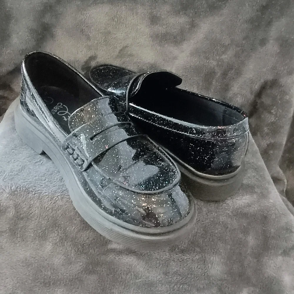 Art Class Celia Glitter Slip-On‎ Loafers Black Onyx - Girls Size 3